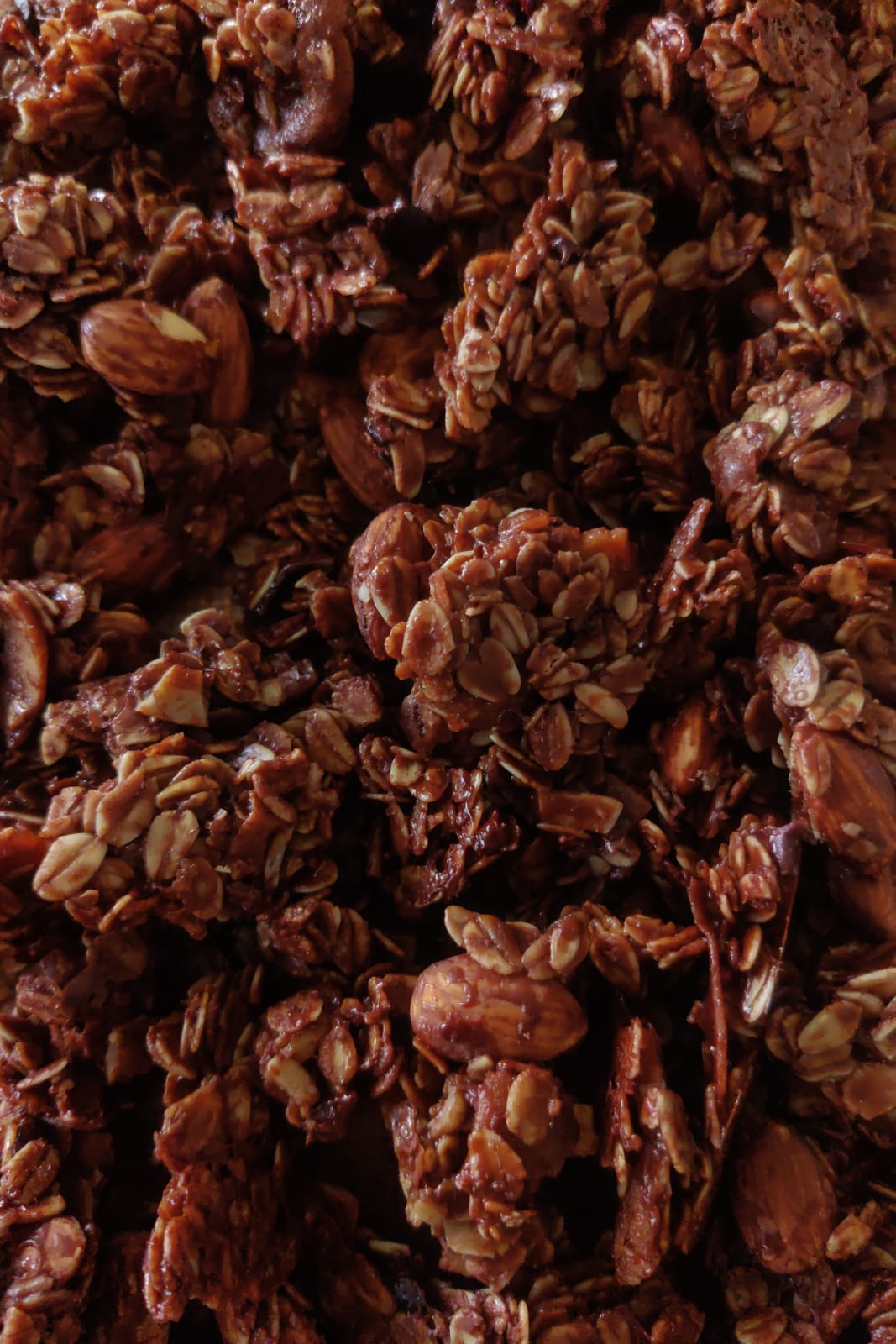 Granola de cacao y almendras.